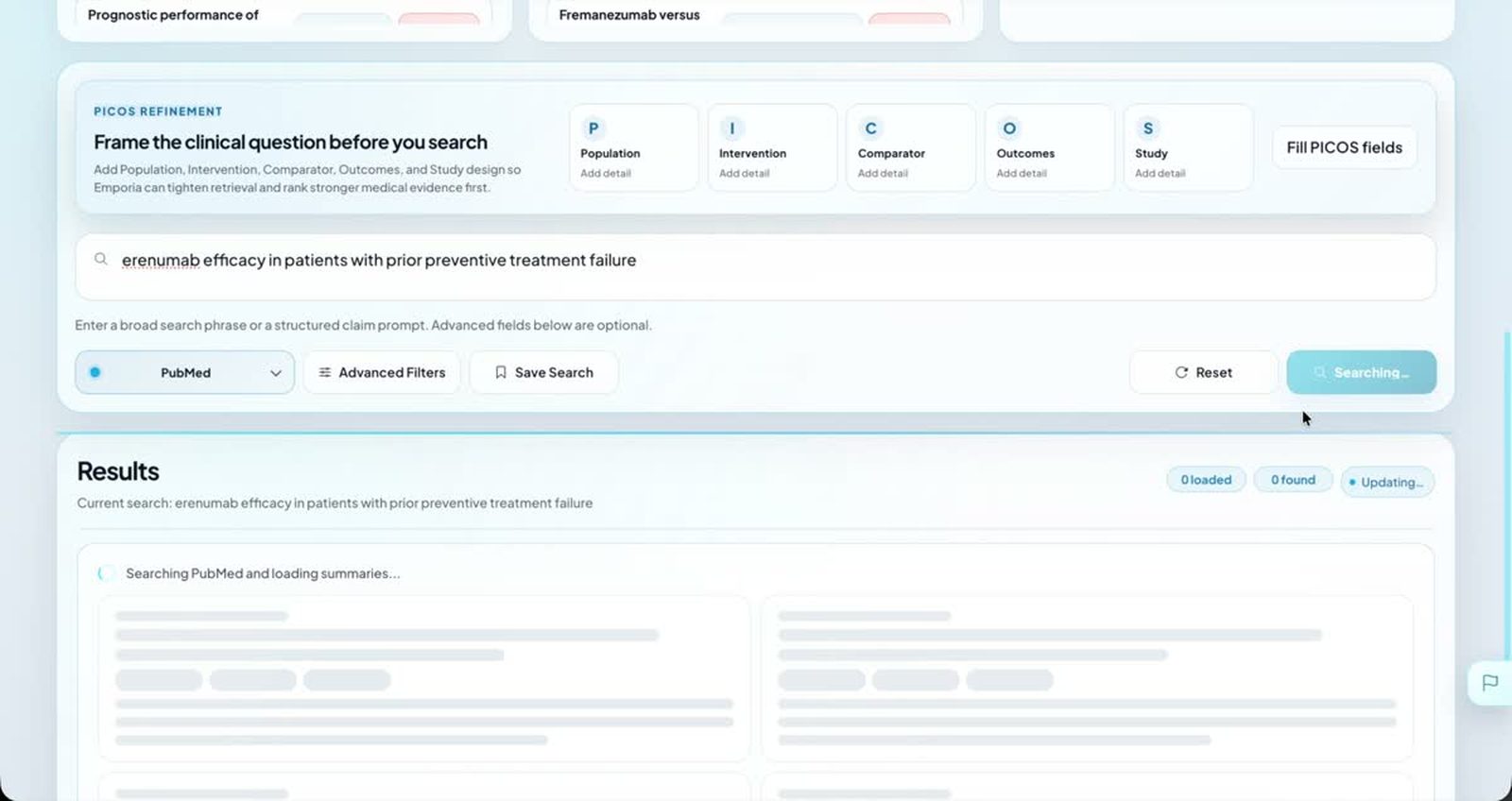 Literature search workflow demo preview
